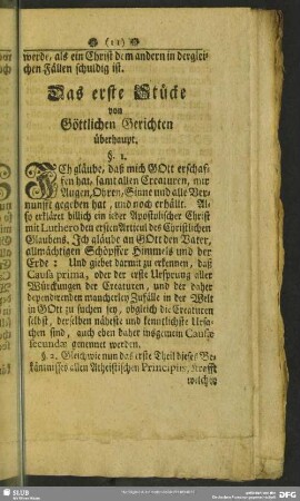 Das erste Stücke von Göttlichen Gerichten überhaupt