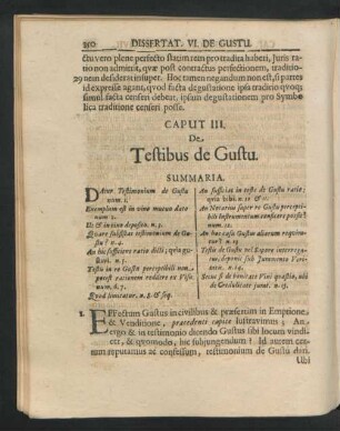 Caput III. De Testibus de Gustu.