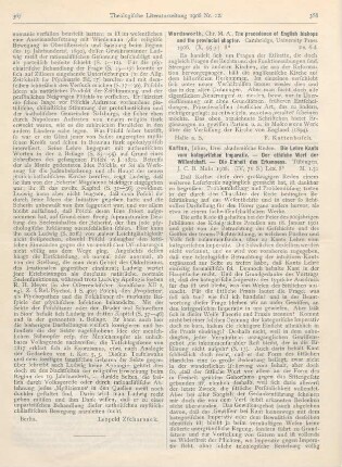 368 [Rezension] Wordsworth, Chr., The precedence of English bishops and the provincial chapter