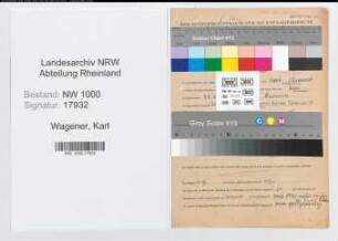 Entnazifizierung Karl Wagener, geb. 28.05.1903 (Verw.Angest.)