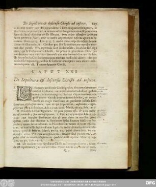 Caput XXI. De Sepultura & descensu Christi ad inferos.