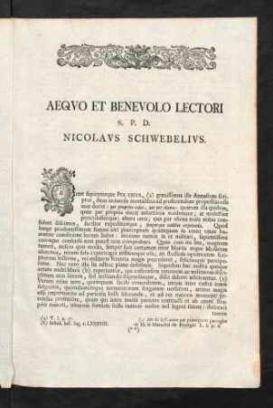 Aequo et Benevolo Lectori