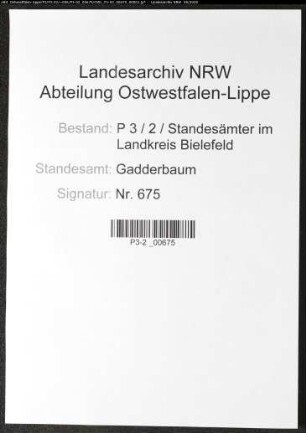 Sterberegister Standesamt Gadderbaum