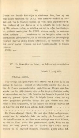 XV. De Gouv.-Gen. en Raden van Indie ... 7 Junij 1804