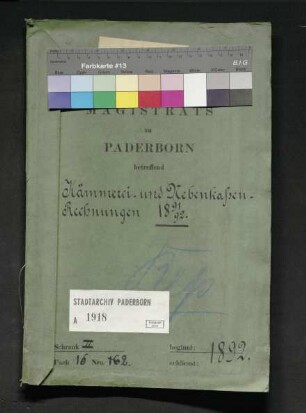 Kämmerei- und Nebenrechnungen 1891/92