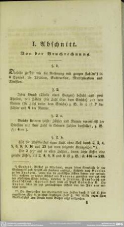 I. Abschnitt. Von der Bruchrechnung