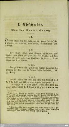 I. Abschnitt. Von der Bruchrechnung