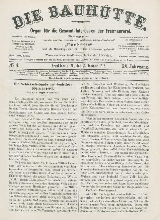 No. 4. Frankfurt a. M., den 23. Januar 1915. 58. Jahrgang.