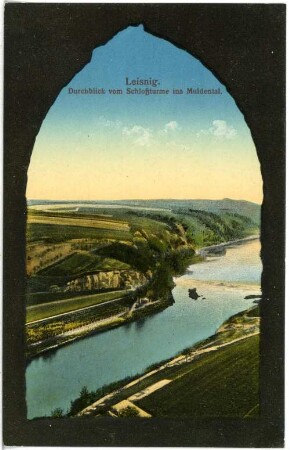Tragnitz. Blick vom Schlossturm ins Muldental