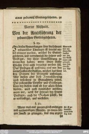 Vierter Abschnitt. Von der Amtsführung der pedantischen Gottesgelehrten.