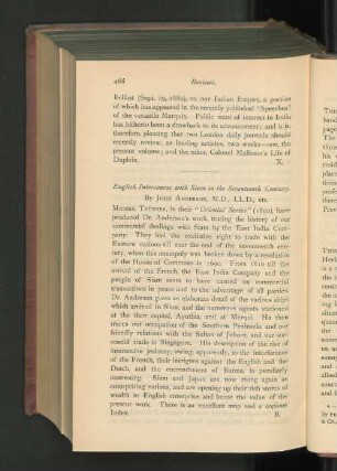 Englisch Intercourse with Siam in the Seventeeth Century.