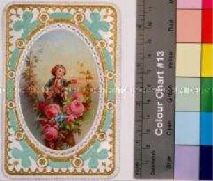 Faltkarte "Ich gratuliere" mit medaillonartiger Oblate; um 1900