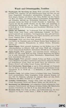 Wand- und Orientteppiche, Textilien (Nr. 242-264)