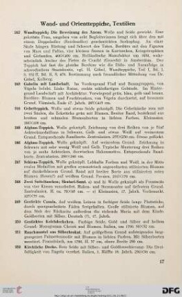 Wand- und Orientteppiche, Textilien (Nr. 242-264)