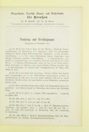 Nachträge und Berichtigungen