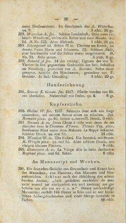 An Manuscript und Werken