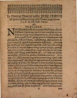 Magnifico ICtorum Ordinis Consensu, Dissertatiunculam De Iure Clavium