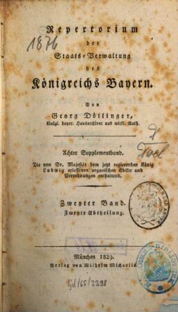 Sammlung der von Sr. Majestät dem jetzt regierenden König Ludwig erlassenen organischen Edikte und Verordnungen, 2,2