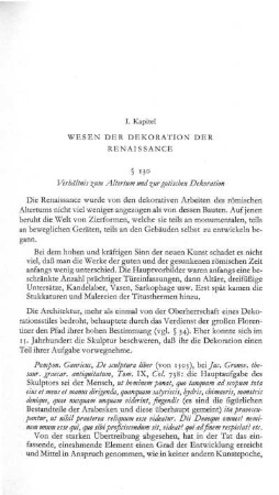 I. Wesen der Dekoration der Renaissance