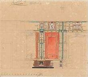 Gärtner, Friedrich von; Aschaffenburg; Pompejanisches Haus (Pompejanum) - Wandmalerei im Lararium (Ansicht)