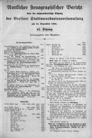 Sitzung 42, 14. Dezember 1926