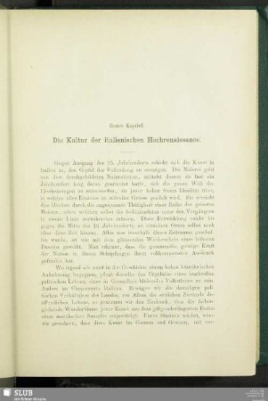 Erstes Kapitel. Die Kultur der italienischen Hochrenaissance
