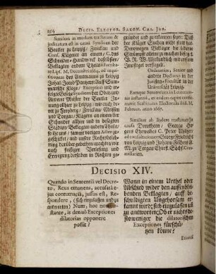 Decisio XIV. - Decisio XVI.