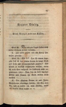 Neunter Dialog. Graf Wenzel und der Küster.