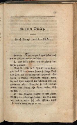 Neunter Dialog. Graf Wenzel und der Küster.