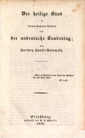 Der heilige Bund in seiner wahren Gestalt und der undeutsche Bundestag