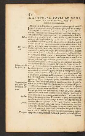 In Epistolam Pauli Ad Romanos Argumentum ...