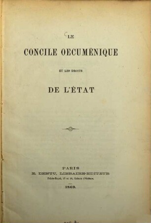 Le Concile oecuménique et les droits de l'État