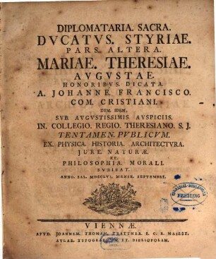 Diplomataria Sacra Dvcatvs Styriae, 2