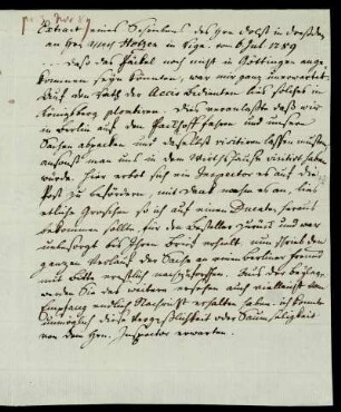 Extract eines Schreibens des Hrn Vogt in [...] an Hrn [...] Holzer in Riga vom 6. Jul. 1789