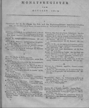 Monatsregister vom October 1817