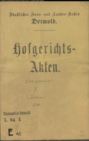 Eickermann, Hans Henrich zu Lüdenhausen gegen Jost Henrich Selsen zu Lüdenhausen - Rückerstattung von Hilfsgeldern