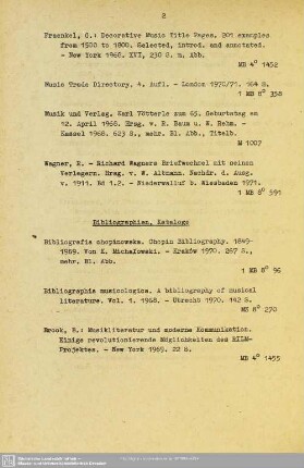Bibliographien, Kataloge