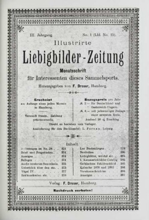 III. Jahrgang. No. 1 (Lfd. No. 25). (Hamburg, 1. Januar 1898.)