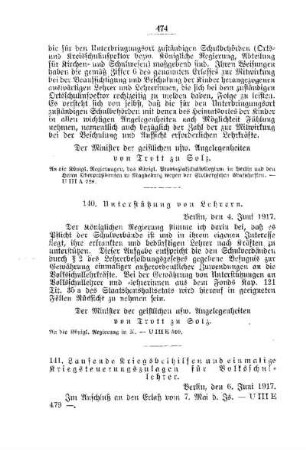 Laufende Kriegsbeihilfen und einmalige Kriegsteuerungszulagen für Volksschullehrer : [E. Öffentliches Volksschulwesen]