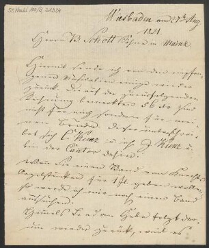 Brief an B. Schott's Söhne : 27.08.1821