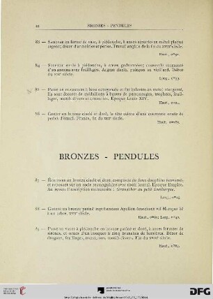 Bronzes - pendules (Nr. 87-99)