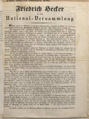 Friedrich Hecker in der National-Versammlung.
