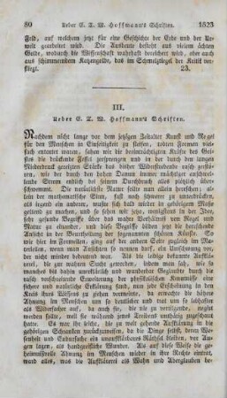 III. Ueber E.T.W. Hoffmann's Schriften