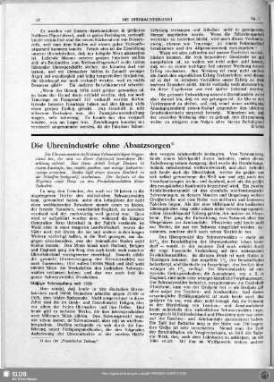 Die Uhrenindustrie ohne Absatzsorgen