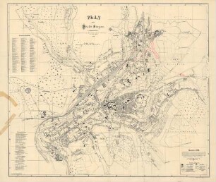 Plan der Stadt Siegen, Projektierte Streckenführung durch den Giersberg für Eisenbahnverbindung nach Dillenburg