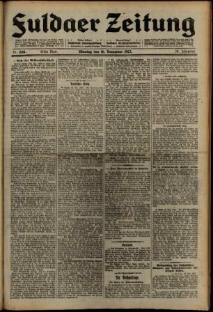 Erste Ausgabe vom Montag, den 16. Dezember 1912.