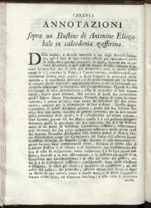 Annotazioni sopra un Bustino di Antonino Eligabalo in calcedonia zaffirina.