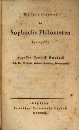 Observationes in Sophoclis Philocteten