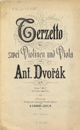 Terzetto für zwei Violinen und Viola op. 74