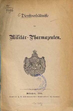 Dienstverhältnisse der Militär-Pharmazeuten
